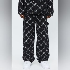 South Pole 🎁 Black and White Baggy Monogram Jeans